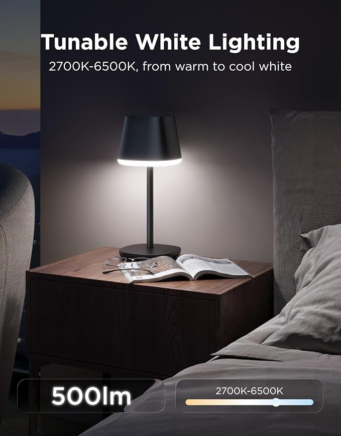 Govee Smart Cordless Table Lamp Classic No Adapter, RGBIC Desk Lamp