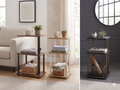 C-Shaped Swivel Side Table with Adjustable Height & Storage, 360° Rotating Sofa & Bedside Table, Mobile Couch End Table for Living Room, Bedroom & Small Spaces